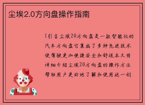 尘埃2.0方向盘操作指南